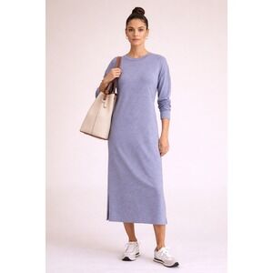 Brigitte Brianna Midi Sweater Dress Sz M Blue Lounge Comfortable Travel Modest